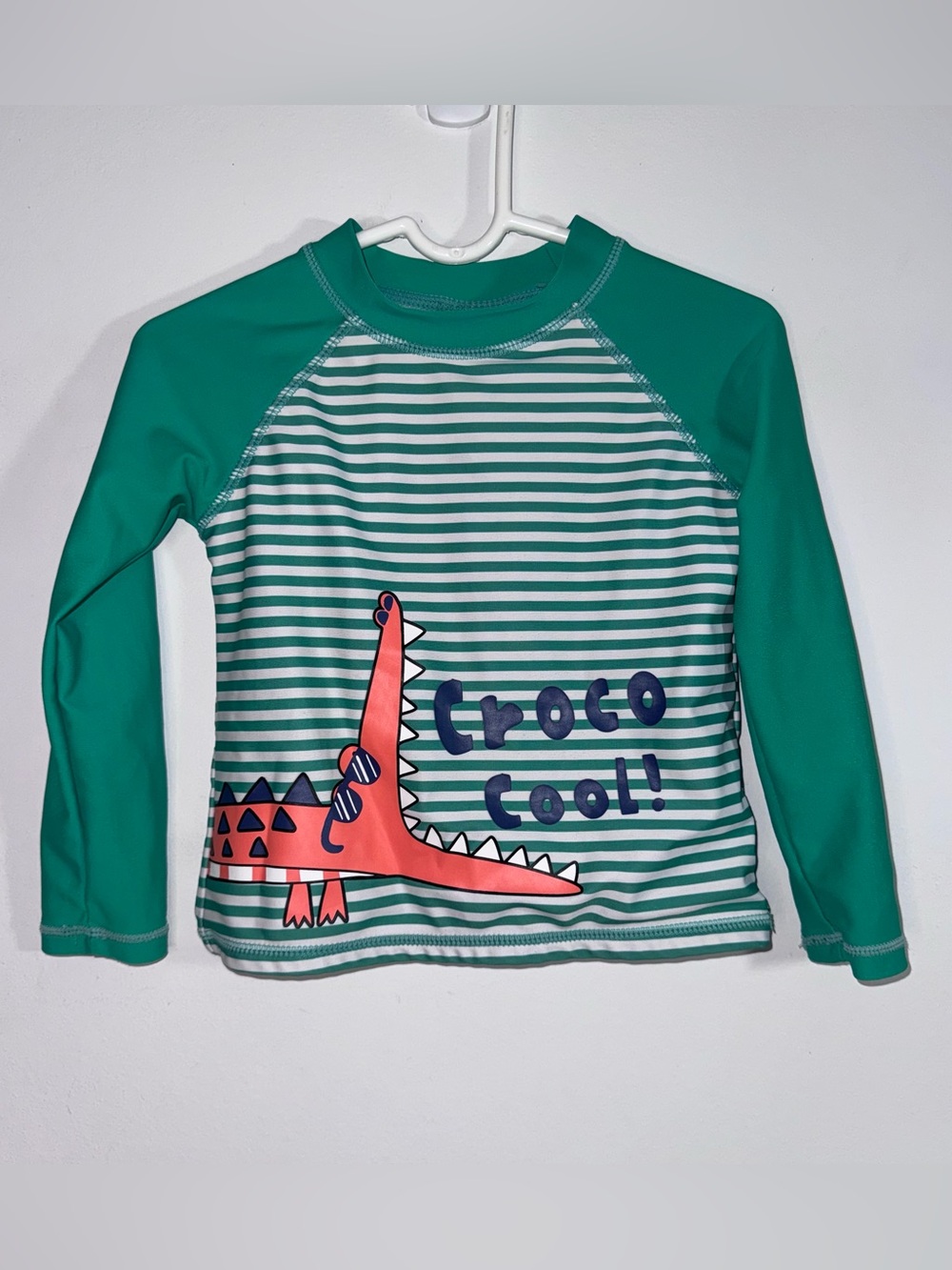Berkley Jensen Boys Croco Cool Crocodile Long Sleeve Rash Guard Size 5T